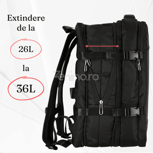 Travel Backpack, 3-4 Compartments, Waterproof Material, Additional Pockets, Expandable to 36 L, Polyester
