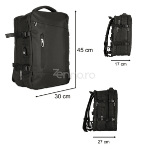 Travel Backpack, 3-4 Compartments, Waterproof Material, Additional Pockets, Expandable to 36 L, Polyester