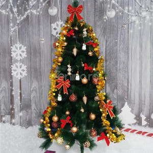 Christmas Tree, Pine Model, Artificial, Bushy Branches, Metal/Plastic Stand, Easy to Install, Green