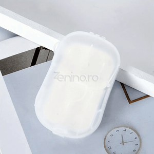 Set of 20 Soap Sheets, Mini Box Included, Single Use, Perfect for Travel, Biodegradable, Compact Size, 7x4.6cm
