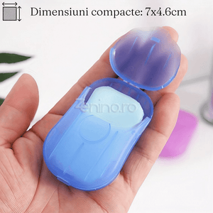 Set of 20 Soap Sheets, Mini Box Included, Single Use, Perfect for Travel, Biodegradable, Compact Size, 7x4.6cm
