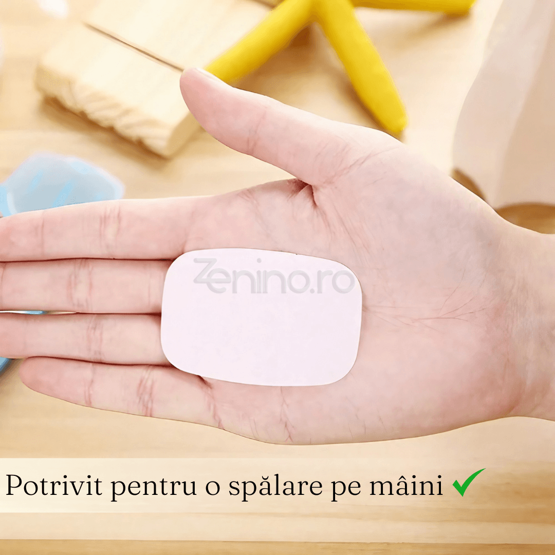 Set of 20 Soap Sheets, Mini Box Included, Single Use, Perfect for Travel, Biodegradable, Compact Size, 7x4.6cm