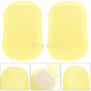 Set of 20 Soap Sheets, Mini Box Included, Single Use, Perfect for Travel, Biodegradable, Compact Size, 7x4.6cm