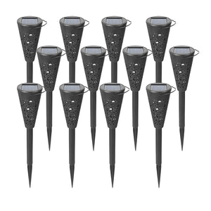 Solar Torch Lamp Set, 8-hour runtime, Ground Mount, Suspension, 2V, 30mAh, Black