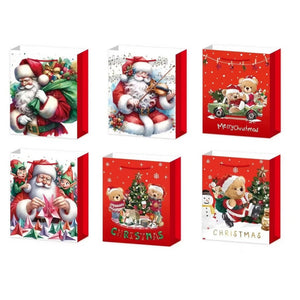 Set 6 Pungi Cadou, Model de Craciun, din Hartie, 18.5x22.5x8.5 cm