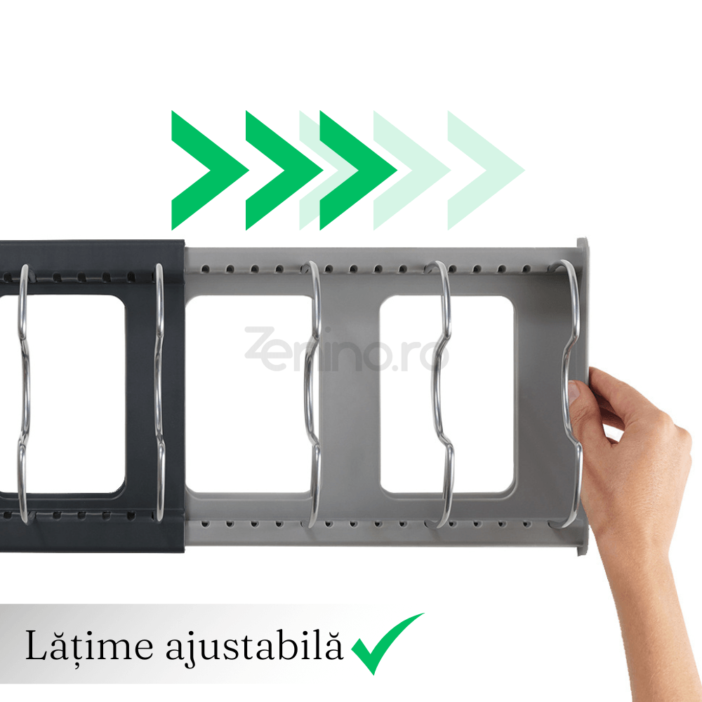 Kitchen Organization Rack, 6 Slots, for Lids, Pans, Adjustable Configuration, Easy to Clean, Gray