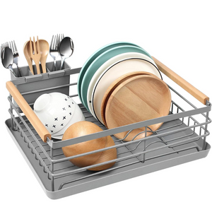 Stainless Steel Dish Dryer, Cutlery Holder, Draining Tray, 43x30.5x14cm