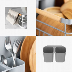 Stainless Steel Dish Dryer, Cutlery Holder, Draining Tray, 43x30.5x14cm