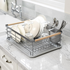 Stainless Steel Dish Dryer, Cutlery Holder, Draining Tray, 43x30.5x14cm