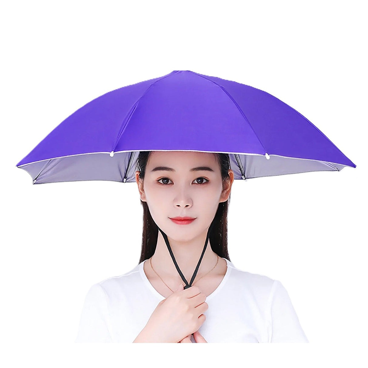 Umbrela de Cap, Protectie Ploaie, Snur Reglabil, Impermeabil, Rezistenta UV, Diametru 69cm