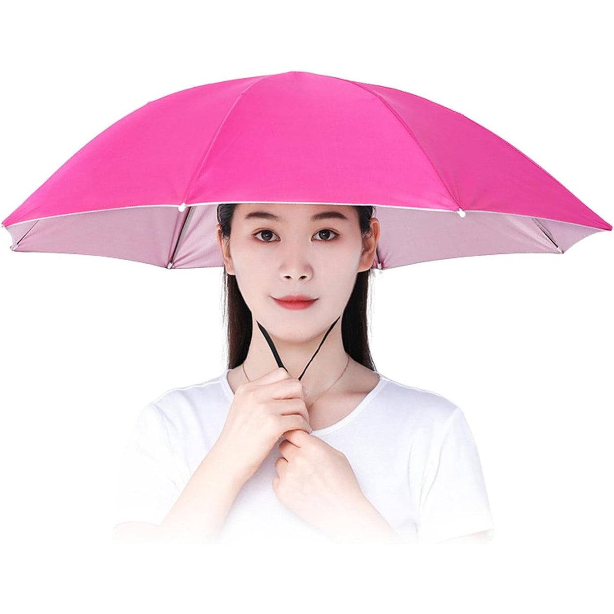 Umbrela de Cap, Protectie Ploaie, Snur Reglabil, Impermeabil, Rezistenta UV, Diametru 69cm
