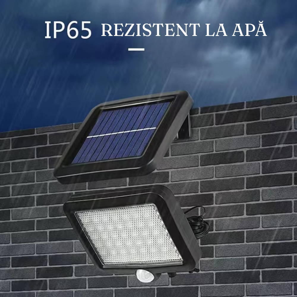 Lampa cu Panou Solar, Senzor de Miscare, 50W, 56-100 Leduri, Eficienta Energetica