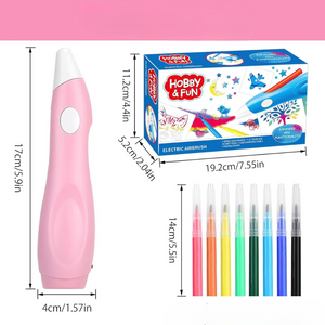 Smart Airbrush Pen, 8 Colors, Stencils Included, USB Charging 