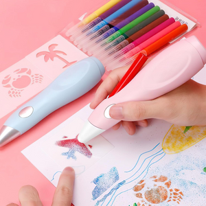 Smart Airbrush Pen, 8 Colors, Stencils Included, USB Charging 