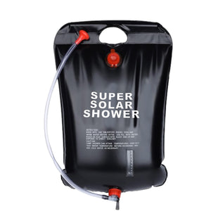 Portable Shower 20L with Solar Heating, for Camping, Hose with Faucet, Watertight Closure, Hanging Handle, Black