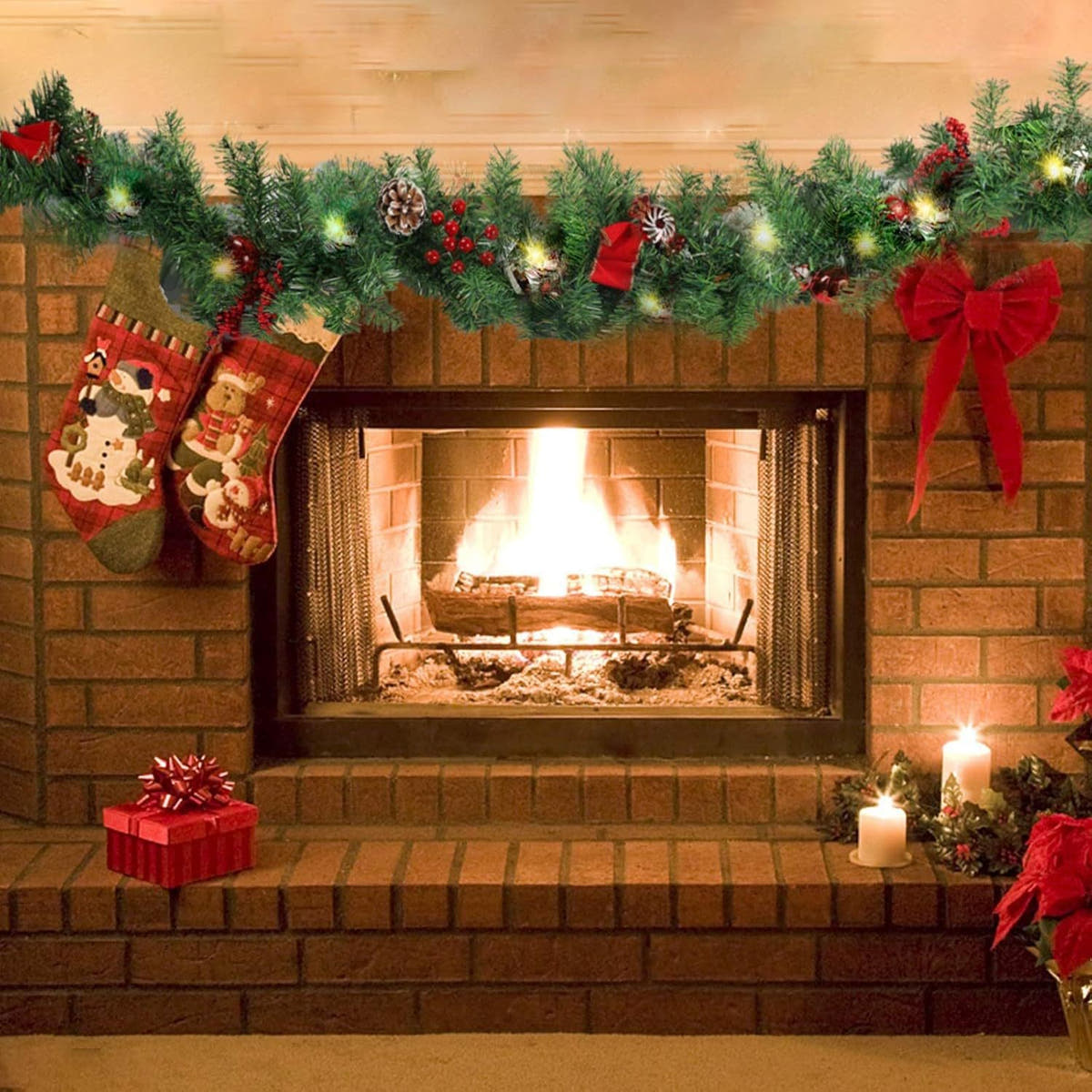 Ghirlanda de Craciun, Becuri LED, cu Decoratiuni, 180-270cm