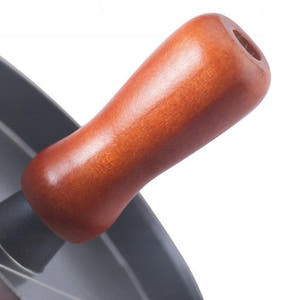 Burger Press, Non-Stick Coating, Wooden Handle, 12 cm, Aluminum Alloy, Gray 