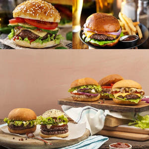 Burger Press, Non-Stick Coating, Wooden Handle, 12 cm, Aluminum Alloy, Gray 