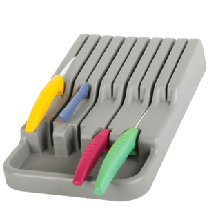 Drawer Knife Organizer, 9 Compartments, Non-Slip Feet, Plastic, 17.5cm x 30cm, Grey