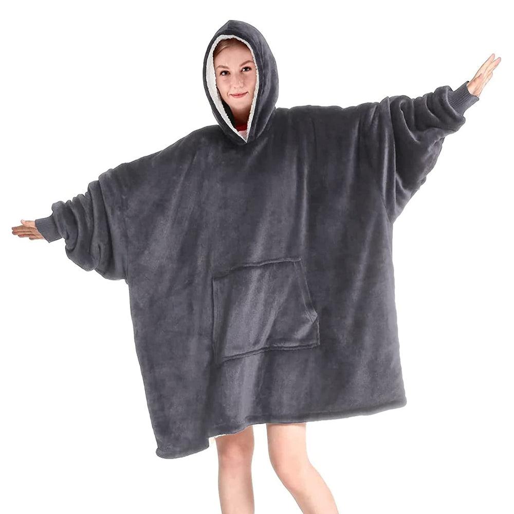 Zenino Hoodie Blanket, 2 In 1, Hood and Sleeves, Front Pocket, Warm, Padded, XXL, Universal 