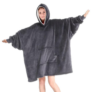 Zenino Hoodie Blanket, 2 In 1, Hood and Sleeves, Front Pocket, Warm, Padded, XXL, Universal 
