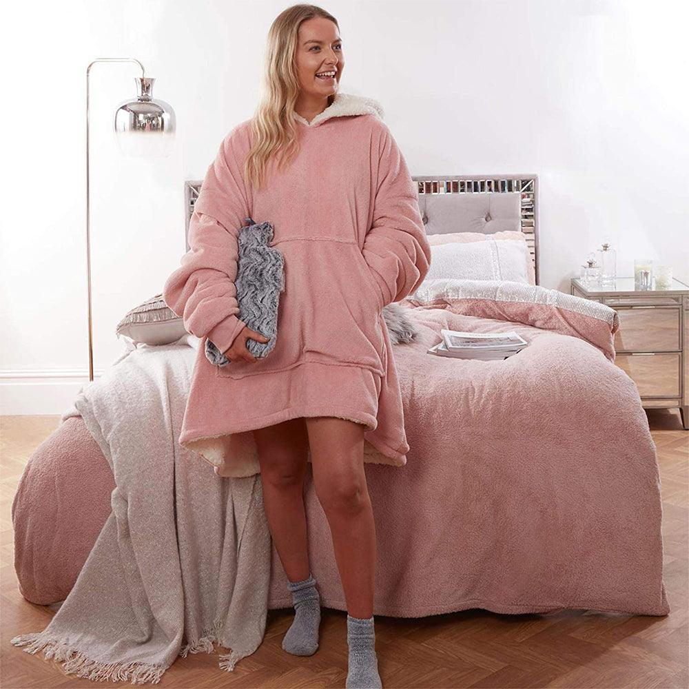 Zenino Hoodie Blanket, 2 In 1, Hood and Sleeves, Front Pocket, Warm, Padded, XXL, Universal 