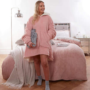 Zenino Hoodie Blanket, 2 In 1, Hood and Sleeves, Front Pocket, Warm, Padded, XXL, Universal 