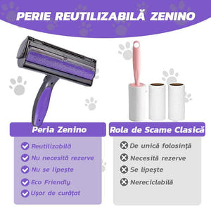 Perie cu Micro-Vibratii, LED, Tehnologie Microsonica, Indeparteaza Parul Animalelor si Scamele, Reutilizabila, Mov