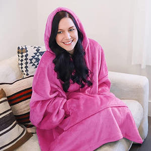Zenino Hoodie Blanket, 2 In 1, Hood and Sleeves, Front Pocket, Warm, Padded, XXL, Universal 