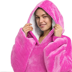 Zenino Hoodie Blanket, 2 In 1, Hood and Sleeves, Front Pocket, Warm, Padded, XXL, Universal 