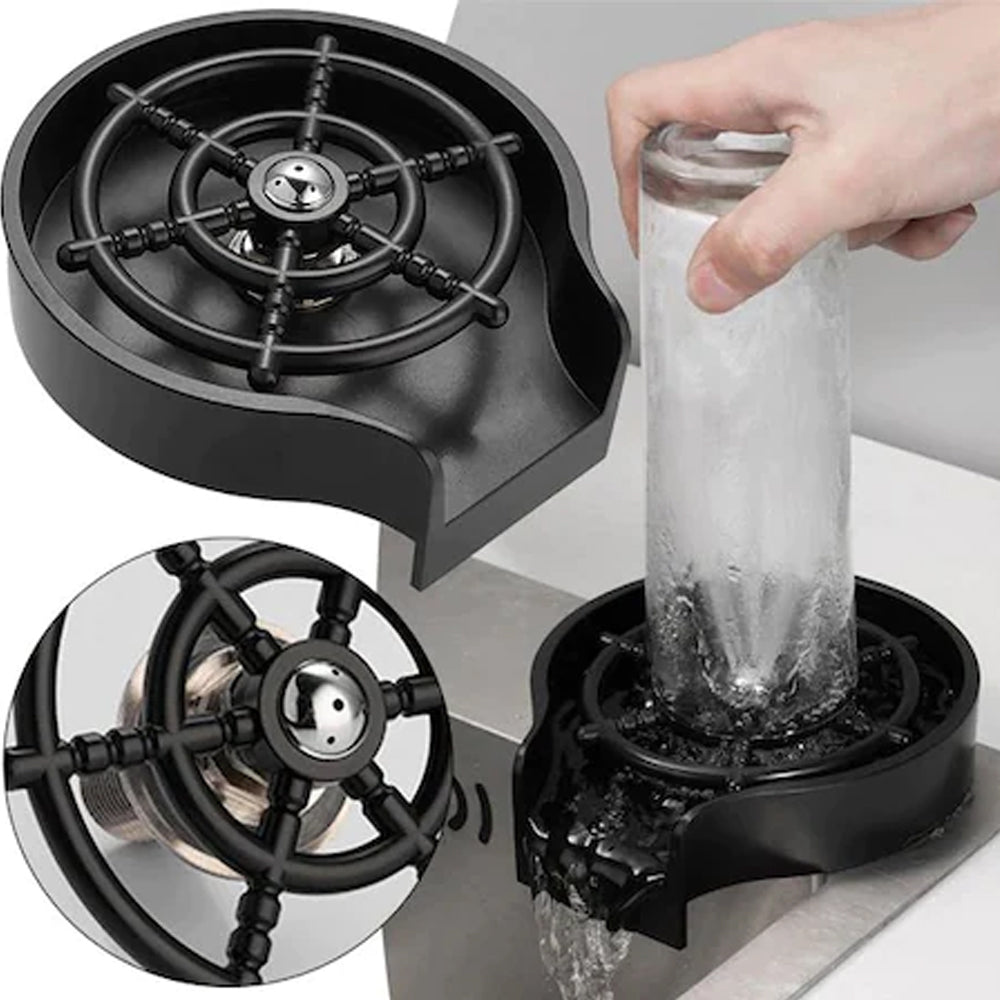 Zenino Glass/Bottle Rinser - Quick Wash, Easy Fixation to the Sink, Durable Material, Black 