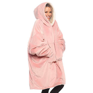 Zenino Hoodie Blanket, 2 In 1, Hood and Sleeves, Front Pocket, Warm, Padded, XXL, Universal 