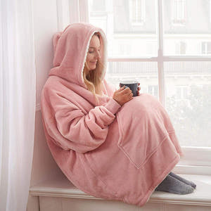 Zenino Hoodie Blanket, 2 In 1, Hood and Sleeves, Front Pocket, Warm, Padded, XXL, Universal 