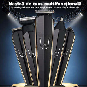 8in1 Hair Clipper, Trimmer, Razor, Accessories, Interchangeable Heads, Battery, Black/Gold 