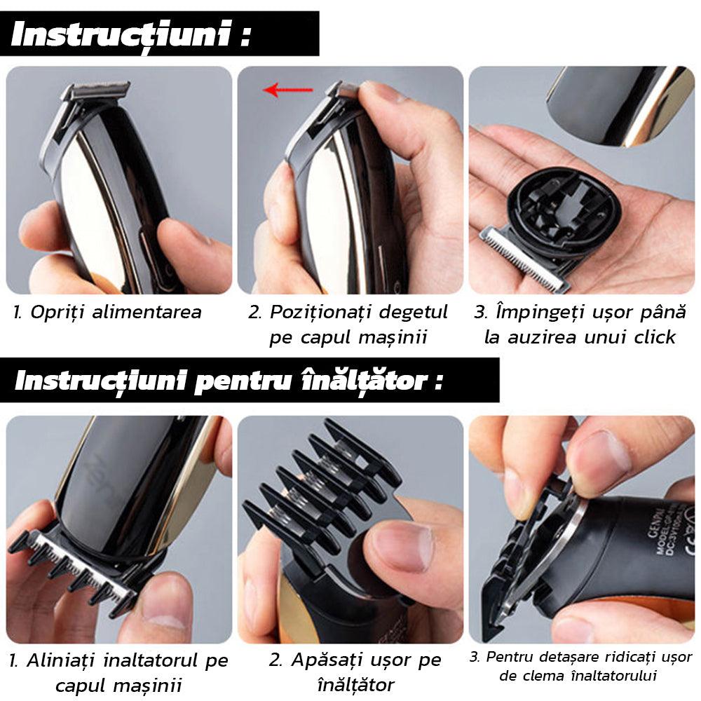 8in1 Hair Clipper, Trimmer, Razor, Accessories, Interchangeable Heads, Battery, Black/Gold 