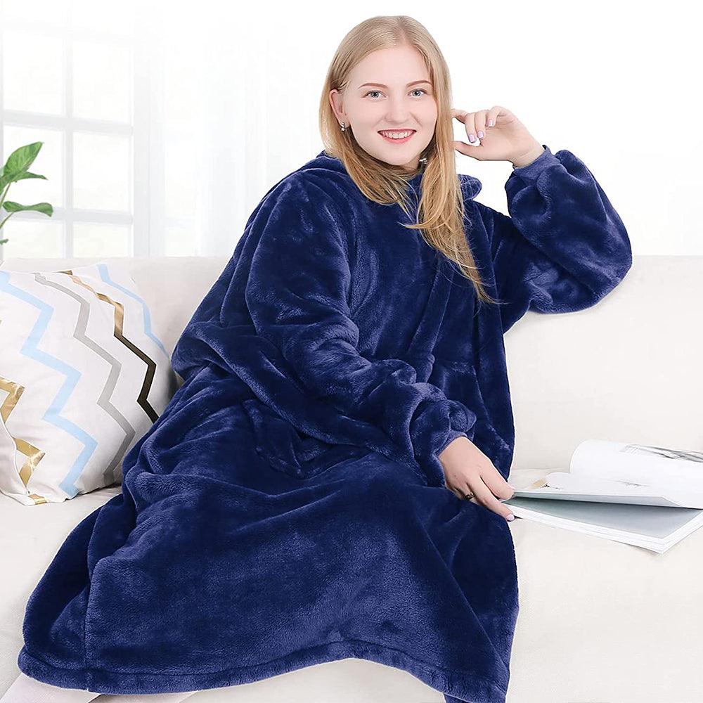 Zenino Hoodie Blanket, 2 In 1, Hood and Sleeves, Front Pocket, Warm, Padded, XXL, Universal 