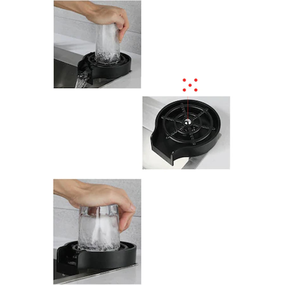 Zenino Glass/Bottle Rinser - Quick Wash, Easy Fixation to the Sink, Durable Material, Black 