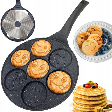 Tigaie Clatite, Antiaderenta, 7 Forme, Non-Stick, 26 cm, Negru
